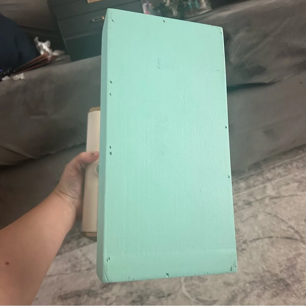 Cream & Teal Jewelry Organizer with Gold Accents